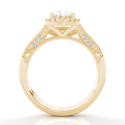 Vintage Halo Brautschmuck Set mit schlichten Ring