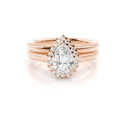 Vintage Halo Bridal Set with Plain Shank