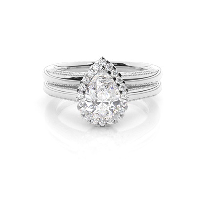 Vintage Halo Bridal Set with Plain Shank