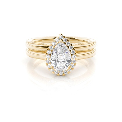Vintage Halo Bridal Set with Plain Shank
