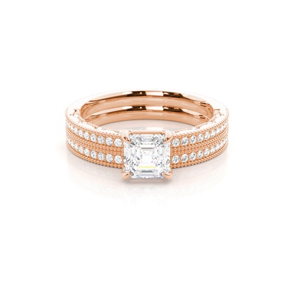 Vintage Solitaire Bridal Set with Studded Shank