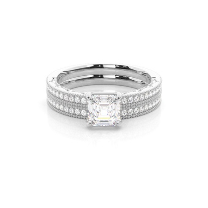 Vintage Solitaire Bridal Set with Studded Shank