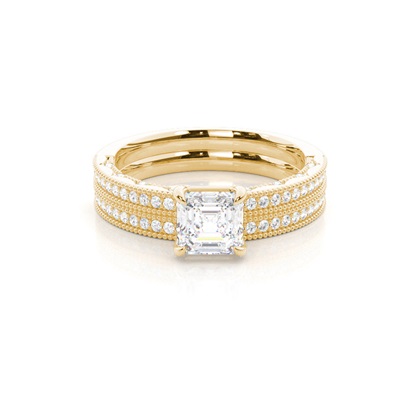 Vintage Solitaire Bridal Set with Studded Shank