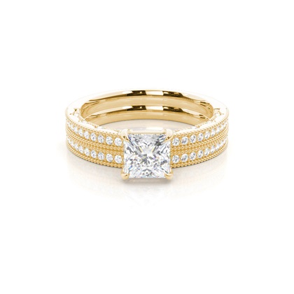 Vintage Solitaire Bridal Set with Studded Shank