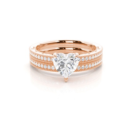 Vintage Solitaire Bridal Set with Studded Shank
