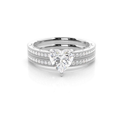 Vintage Solitaire Bridal Set with Studded Shank