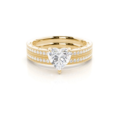Vintage Solitaire Bridal Set with Studded Shank