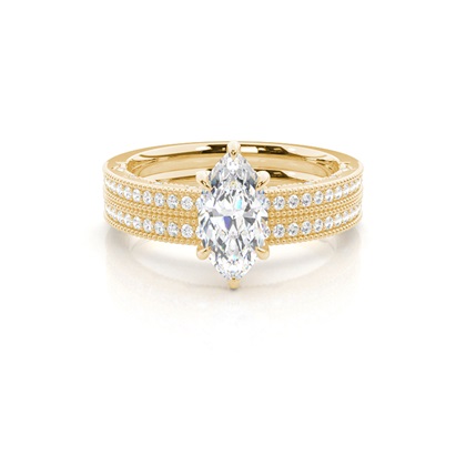 Vintage Solitaire Bridal Set with Studded Shank