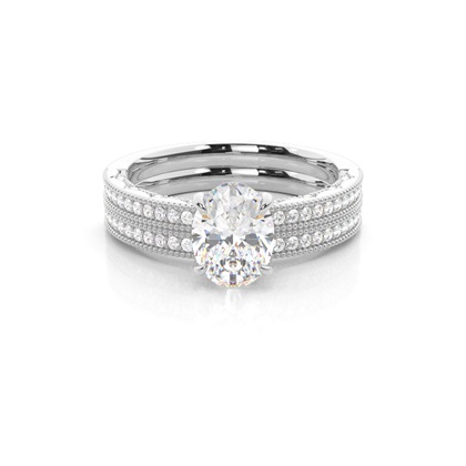 Vintage Solitaire Bridal Set with Studded Shank