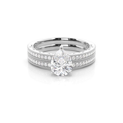 Vintage Solitaire Bridal Set with Studded Shank