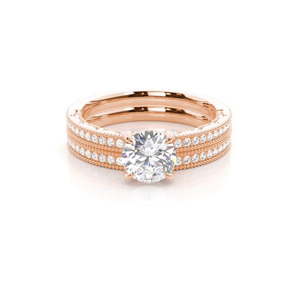 Vintage Solitaire Bridal Set with Studded Shank