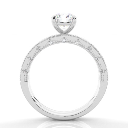 Vintage Solitaire Bridal Set with Studded Shank