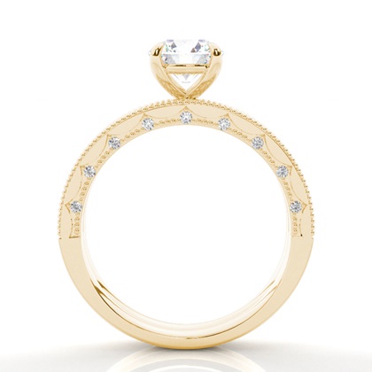 Vintage Solitaire Bridal Set with Studded Shank