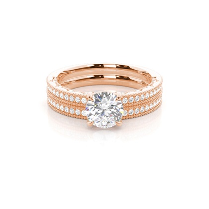 Vintage Solitaire Bridal Set with Studded Shank