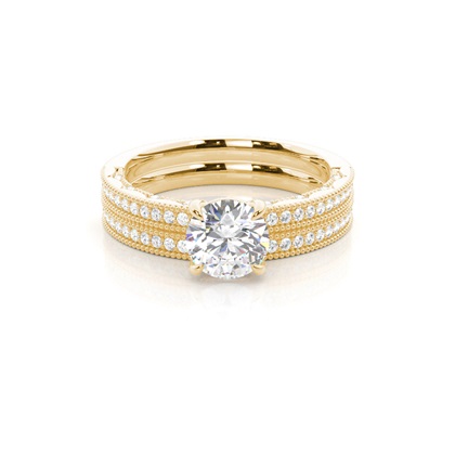 Vintage Solitaire Bridal Set with Studded Shank