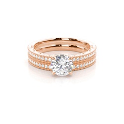 Vintage Solitaire Bridal Set with Studded Shank