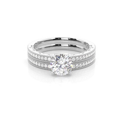 Vintage Solitaire Bridal Set with Studded Shank