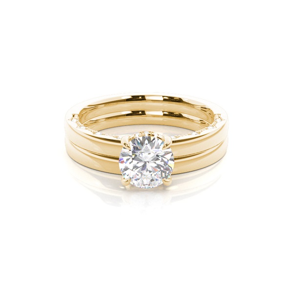 Vintage Solitaire Bridal Set with Plain Shank