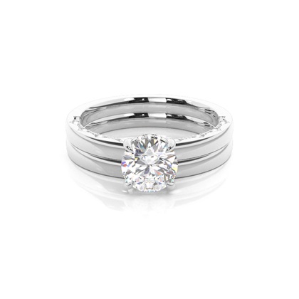 Vintage Solitaire Bridal Set with Plain Shank