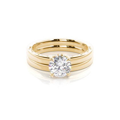 Vintage Solitaire Bridal Set with Plain Shank