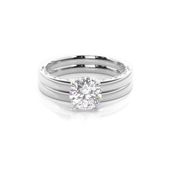 Vintage Solitaire Bridal Set with Plain Shank