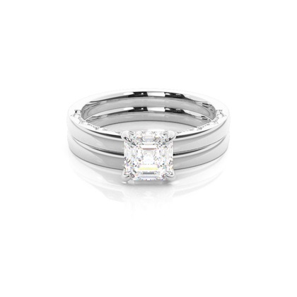 Vintage Solitaire Bridal Set with Plain Shank