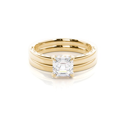 Vintage Solitaire Bridal Set with Plain Shank