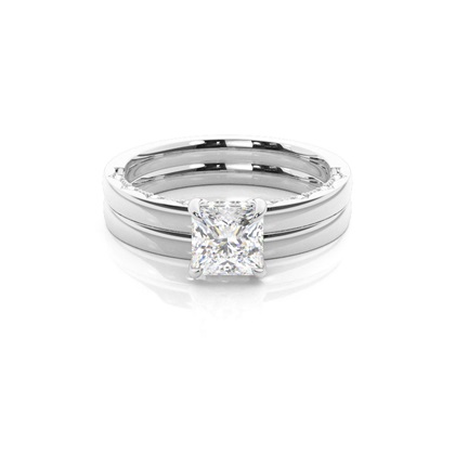 Vintage Solitaire Bridal Set with Plain Shank