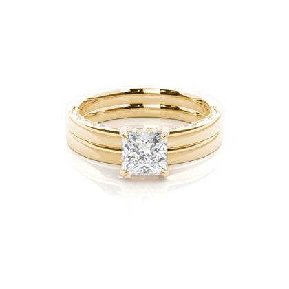 Vintage Solitaire Bridal Set with Plain Shank