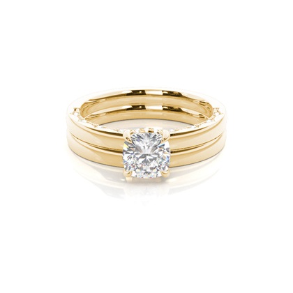 Vintage Solitaire Bridal Set with Plain Shank