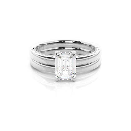 Vintage Solitaire Bridal Set with Plain Shank