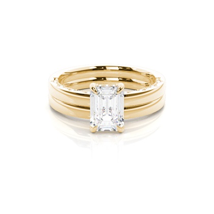 Vintage Solitaire Bridal Set with Plain Shank