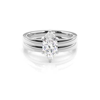 Vintage Solitaire Bridal Set with Plain Shank