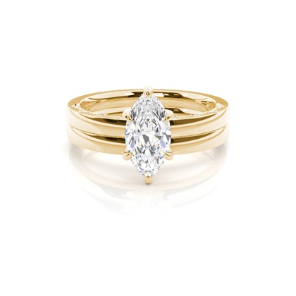 Vintage Solitaire Bridal Set with Plain Shank