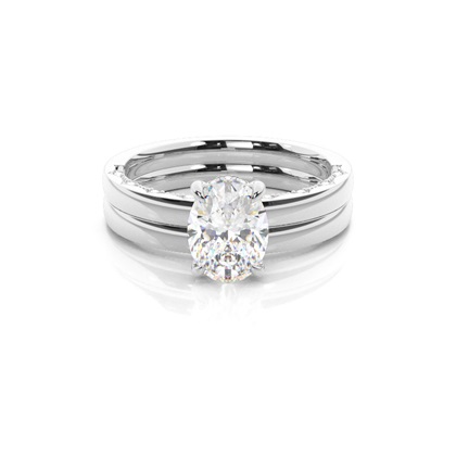 Vintage Solitaire Bridal Set with Plain Shank
