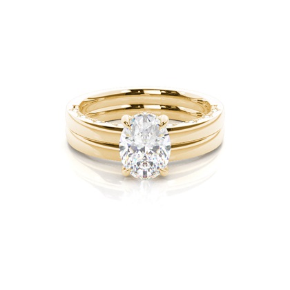 Vintage Solitaire Bridal Set with Plain Shank