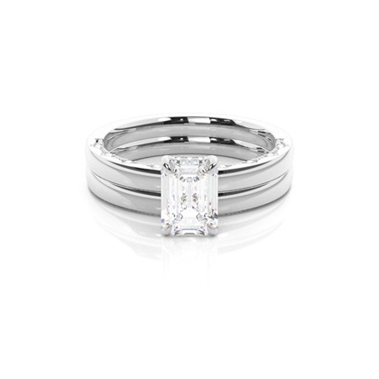 Vintage Solitaire Bridal Set with Plain Shank