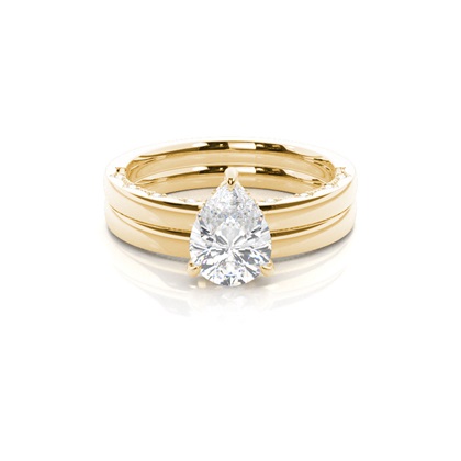 Vintage Solitaire Bridal Set with Plain Shank