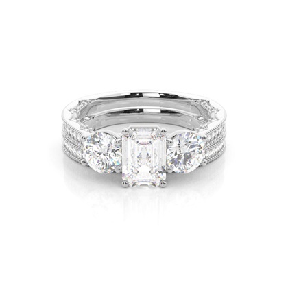 Vintage Trilogy Bridal Set with Studded Shank