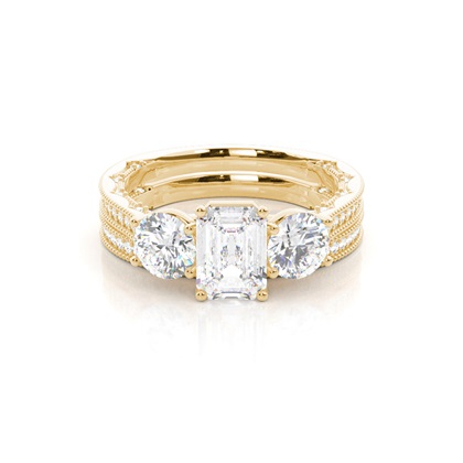 Vintage Trilogy Bridal Set with Studded Shank