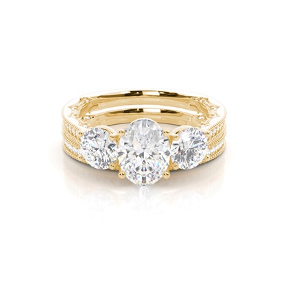 Vintage Trilogy Bridal Set with Studded Shank