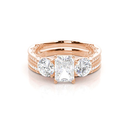 Vintage Trilogy Bridal Set with Studded Shank