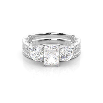 Vintage Trilogy Bridal Set with Studded Shank