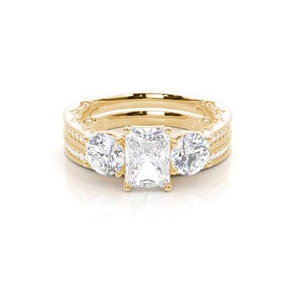 Vintage Trilogy Bridal Set with Studded Shank