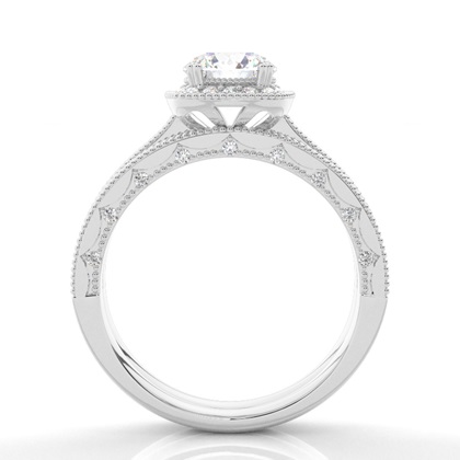 Vintage Halo Brautschmuck Set mit besetzen Ring