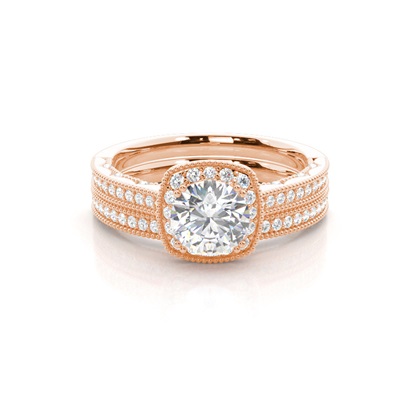 Vintage Halo Bridal Set with Studded Shank