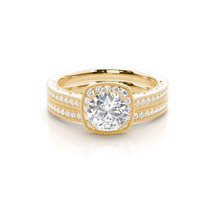 Vintage Halo Bridal Set with Studded Shank