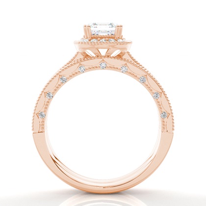 Vintage Halo Brautschmuck Set mit besetzen Ring