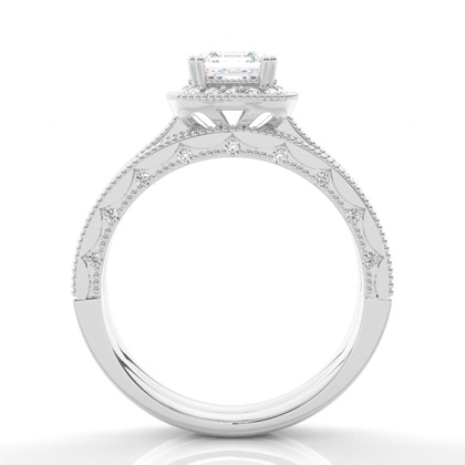 Vintage Halo Brautschmuck Set mit besetzen Ring