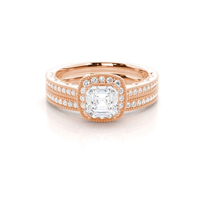 Vintage Halo Bridal Set with Studded Shank